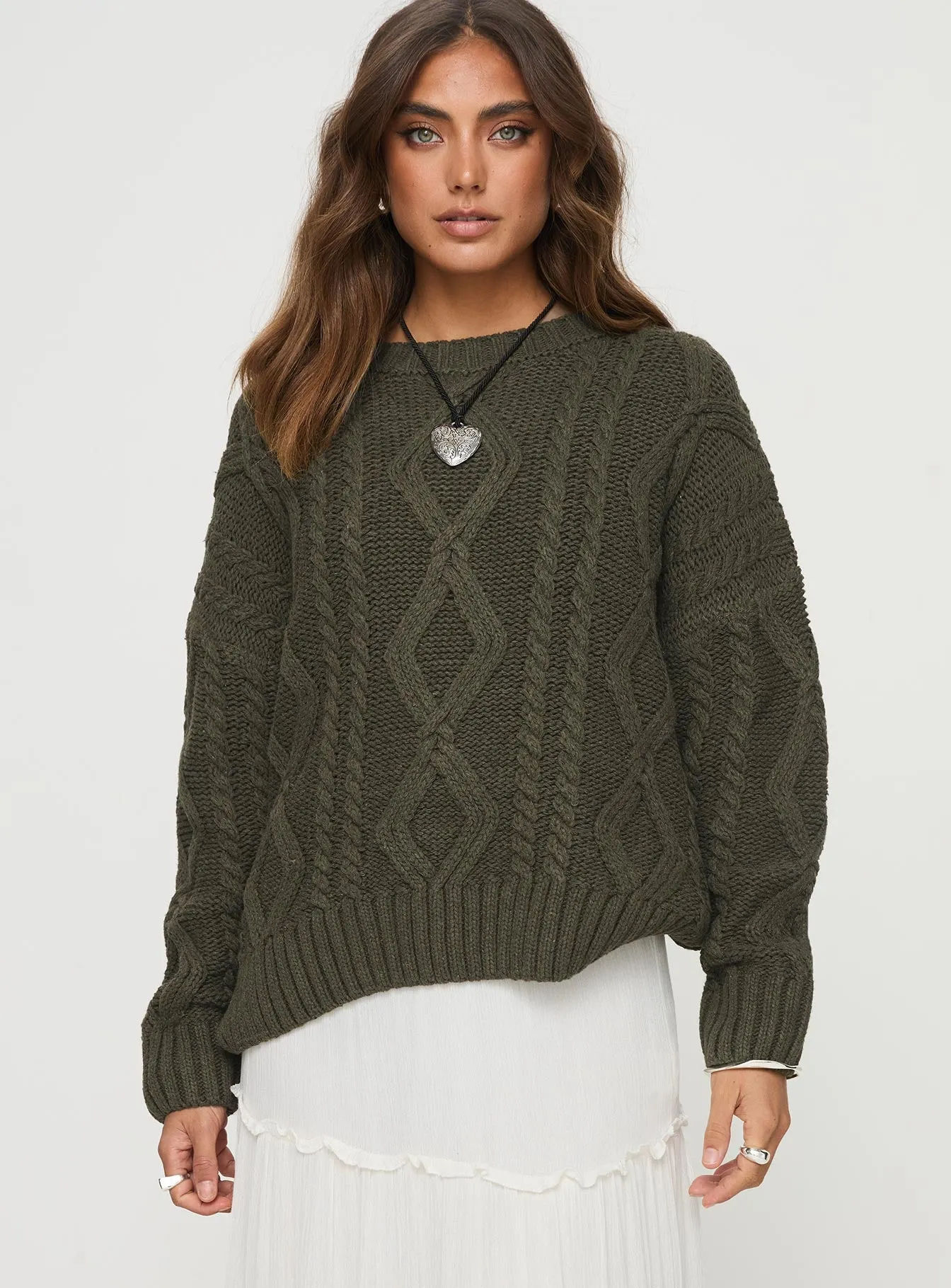 Anaya Oversized Sweater Olive sold by Princess Polly product image thumbnail 3