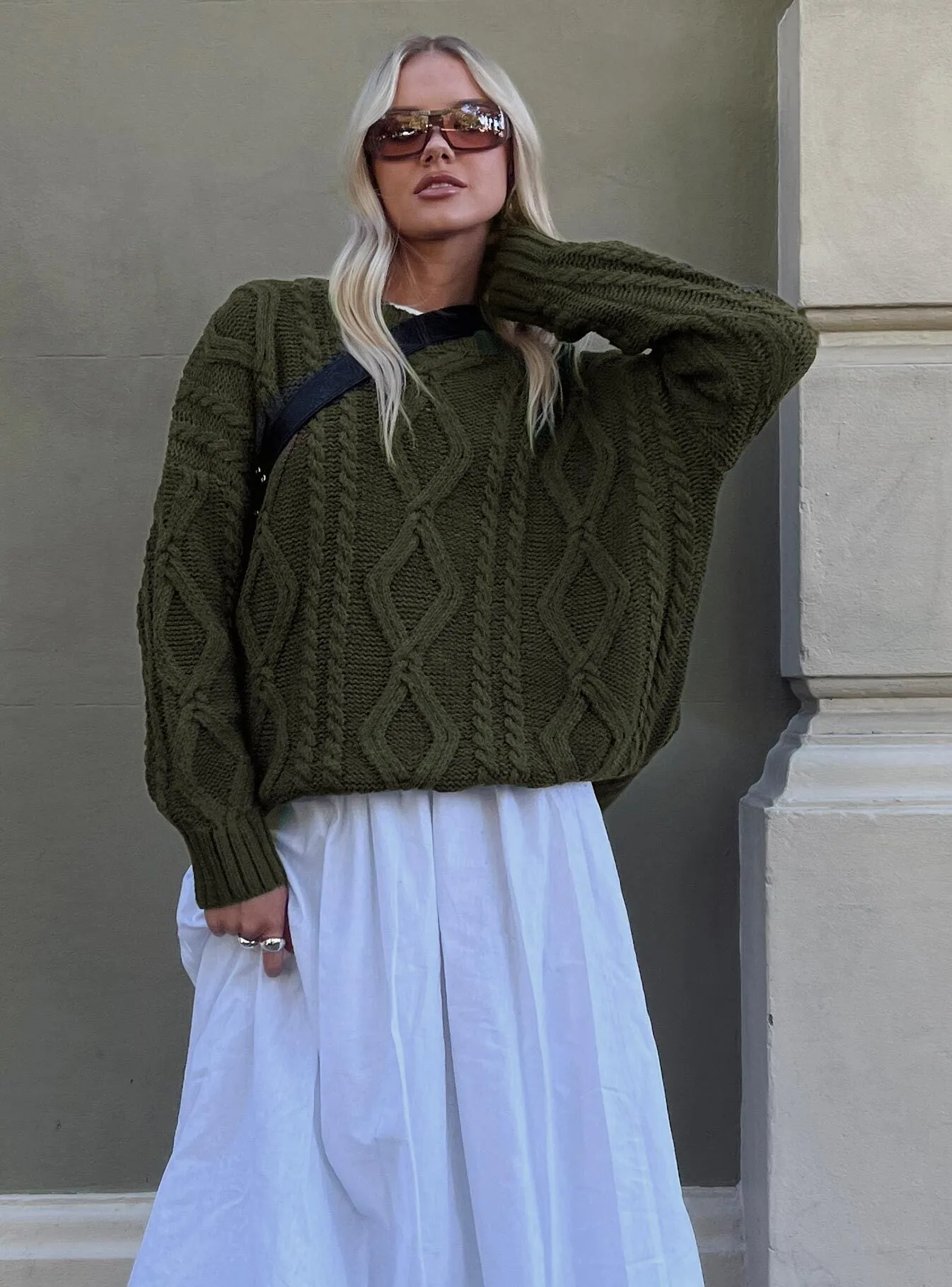 Anaya Oversized Sweater Olive sold by Princess Polly product image thumbnail 2
