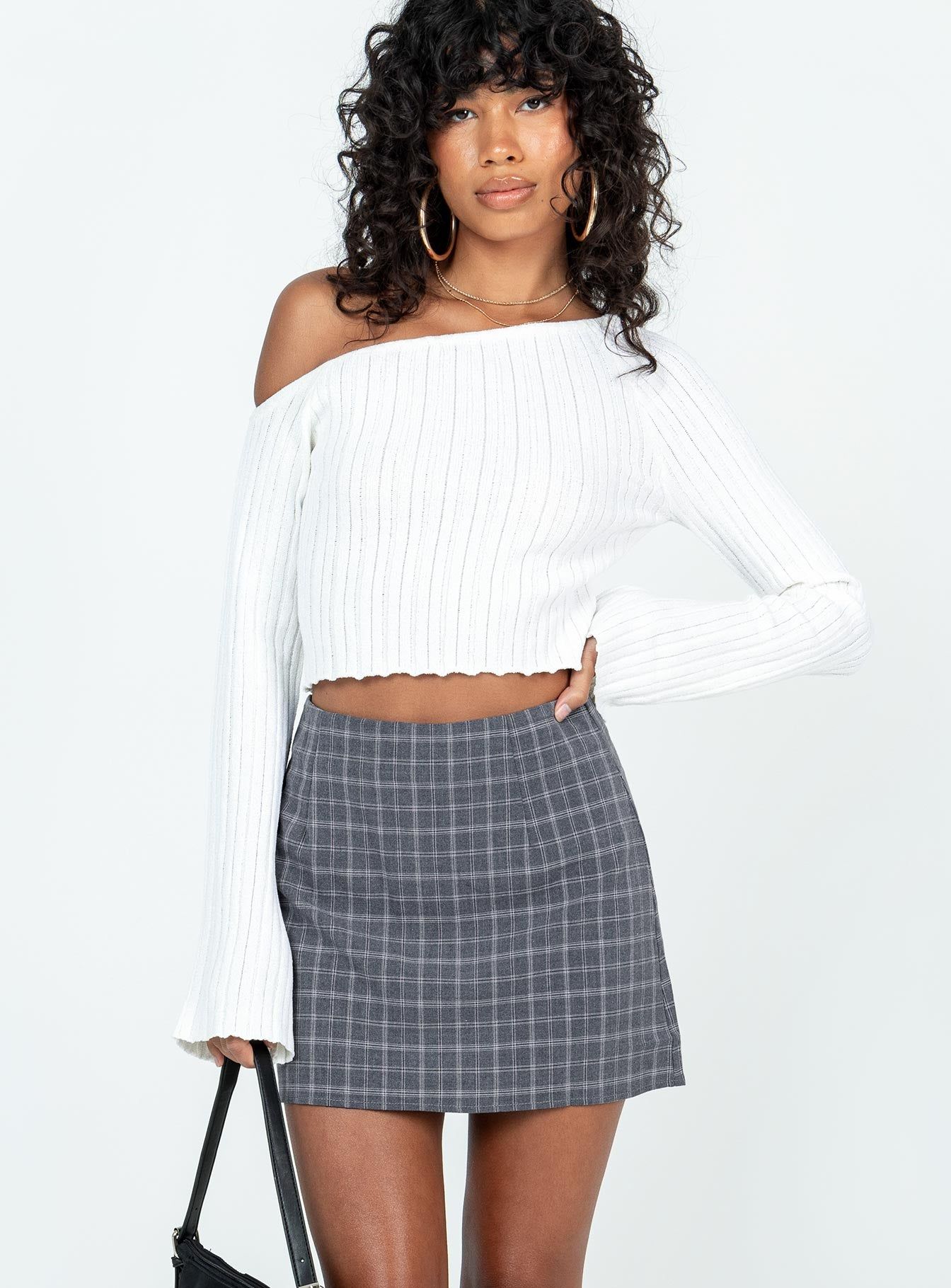 Selby Mini Skirt Grey Check sold by Princess Polly product image thumbnail 2