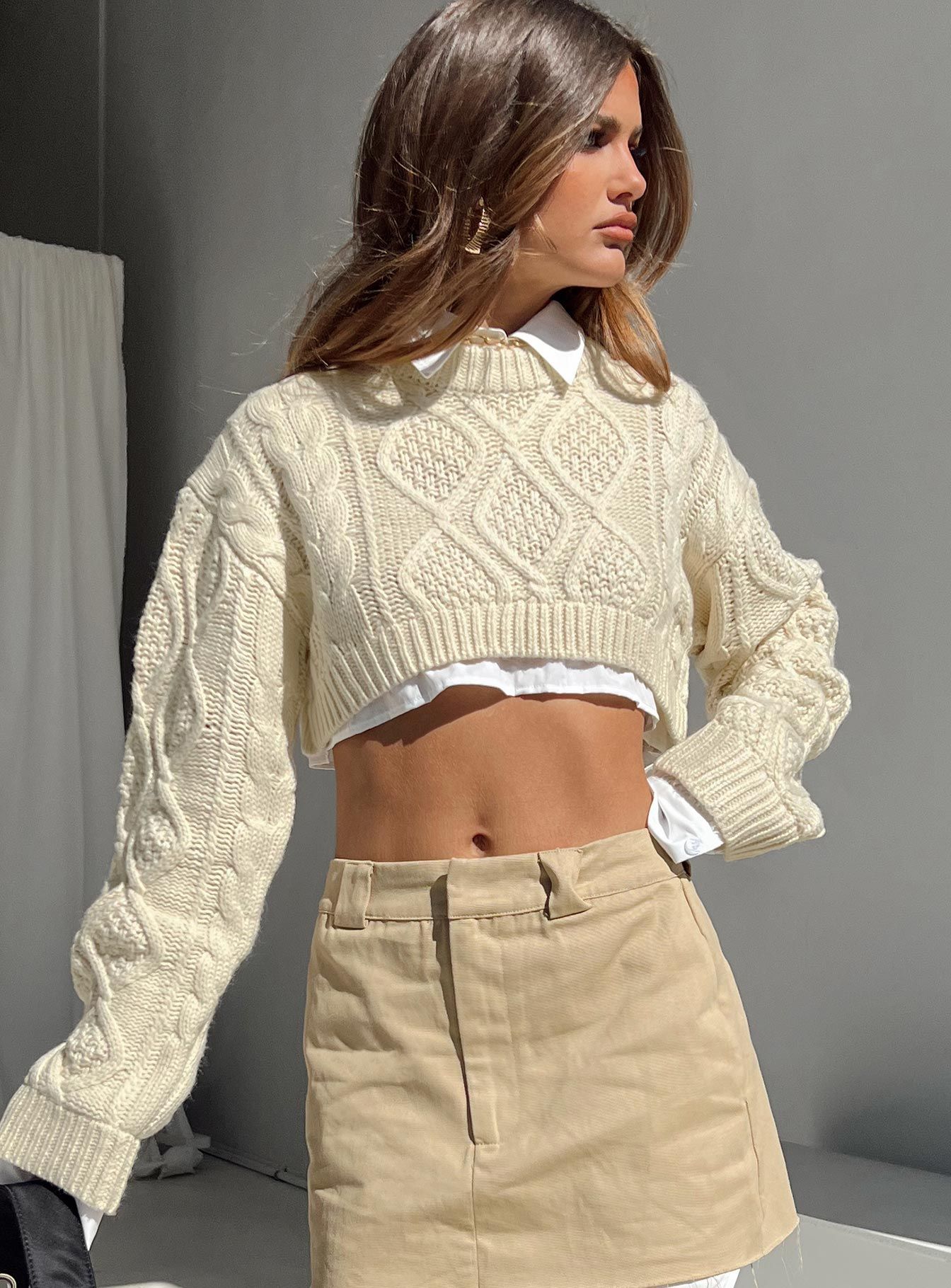 Sonny Cropped Sweater Cream sold by Princess Polly product image thumbnail 2