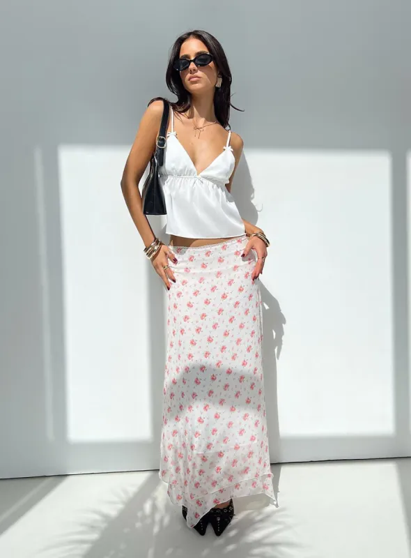 Dancing In A Field Maxi Skirt Pink Floral sold by Princess Polly