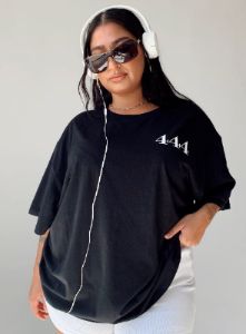 444 Oversize Tee Black Curve sold by Princess Polly