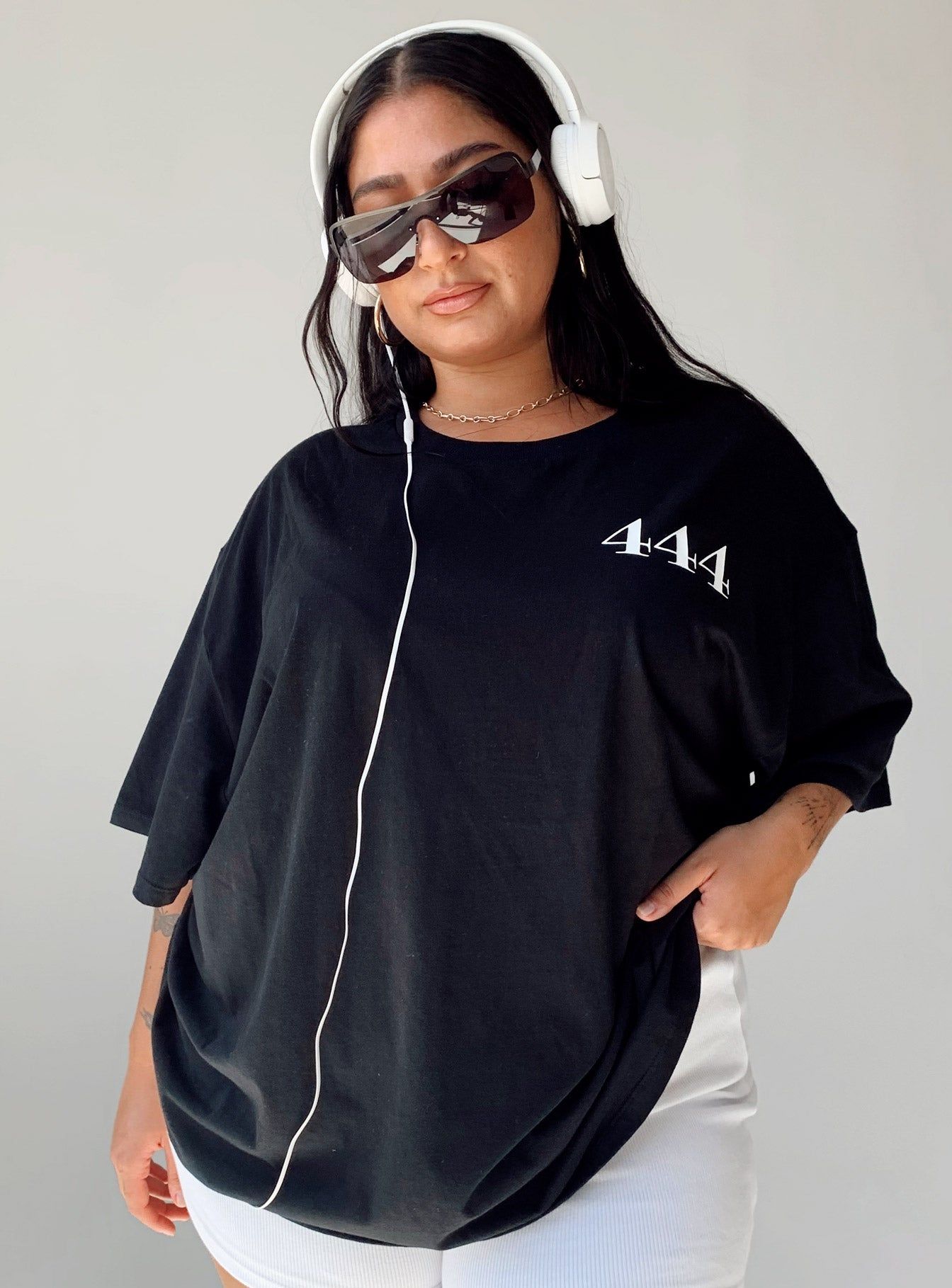 444 Oversize Tee Black Curve sold by Princess Polly