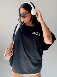 444 Oversize Tee Black Curve sold by Princess Polly