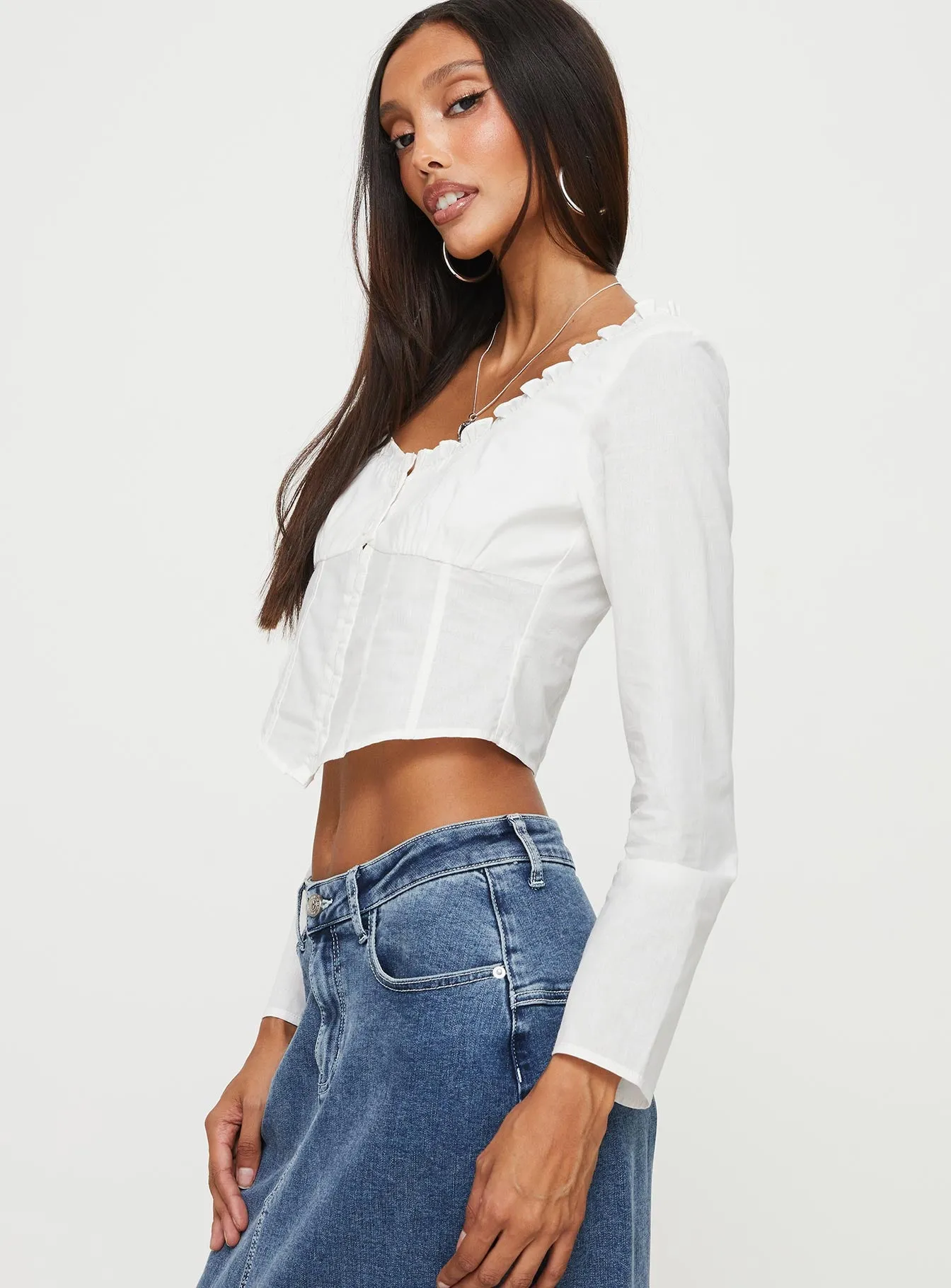 Lydian Long Sleeve Top White sold by Princess Polly product image thumbnail 4