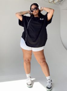 444 Oversize Tee Black Curve sold by Princess Polly