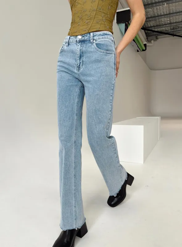 Pyrene Straight Leg Jeans Mid Wash Denim sold by Princess Polly