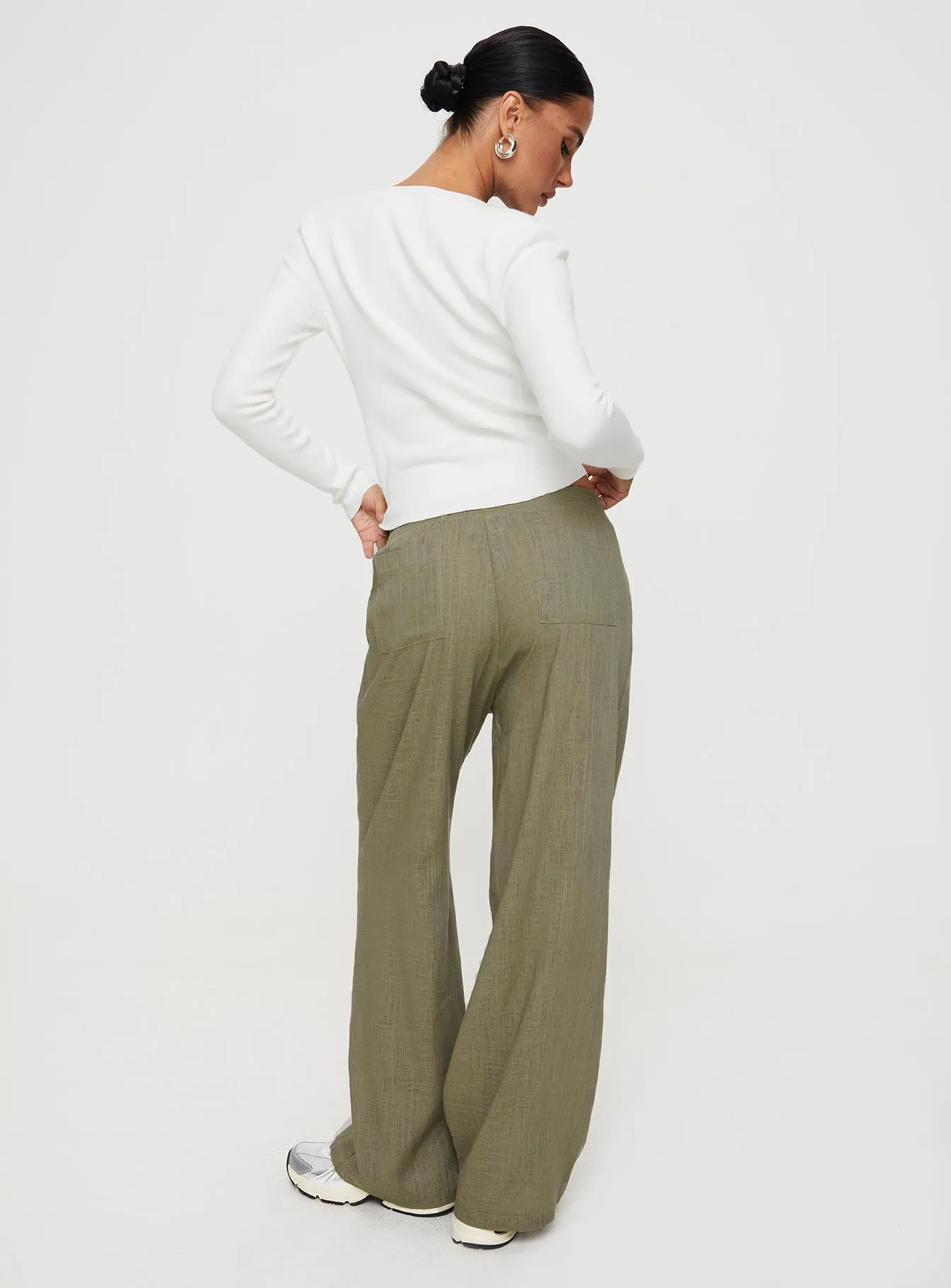 Louis Linen Blend Pants Olive sold by Princess Polly product image thumbnail 5