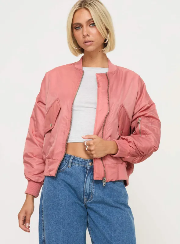 Regarn Bomber Jacket Dusted Rose sold by Princess Polly