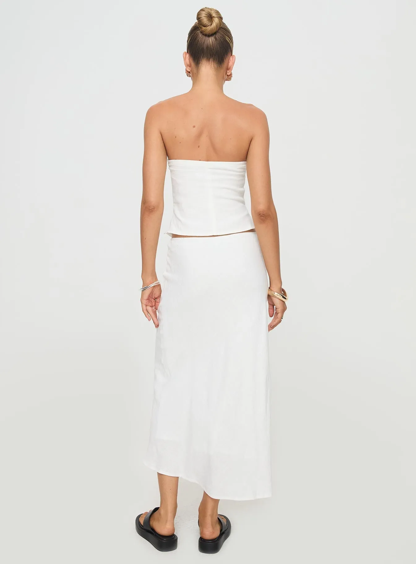 Ermias Linen Blend Midi Skirt White sold by Princess Polly product image thumbnail 4