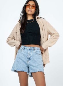 Kaylan Light Wash Frayed Shorts Denim sold by Princess Polly