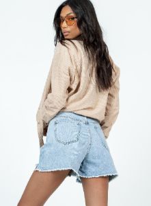 Kaylan Light Wash Frayed Shorts Denim sold by Princess Polly