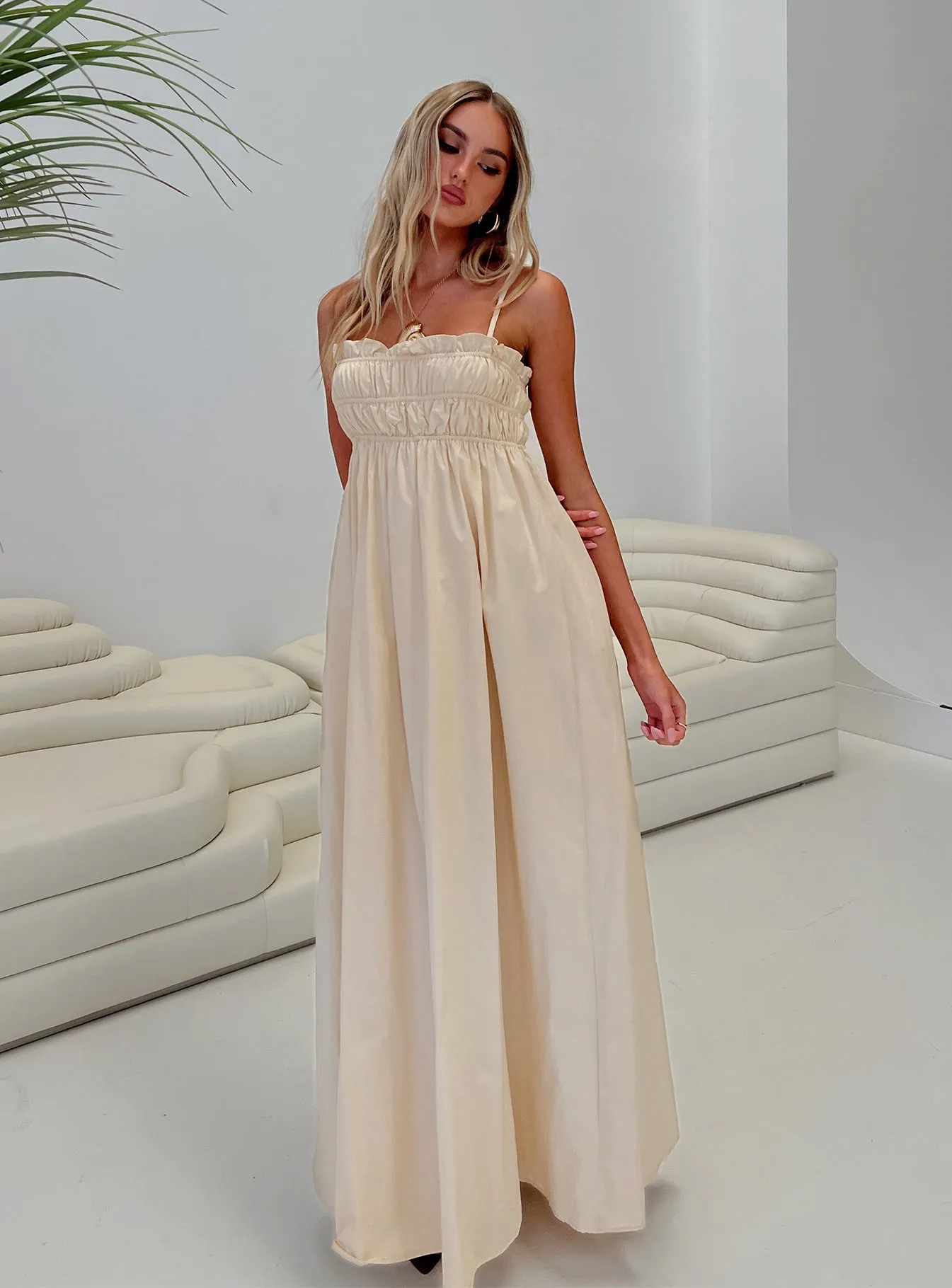 Love All Around Maxi Dress Cream sold by Princess Polly