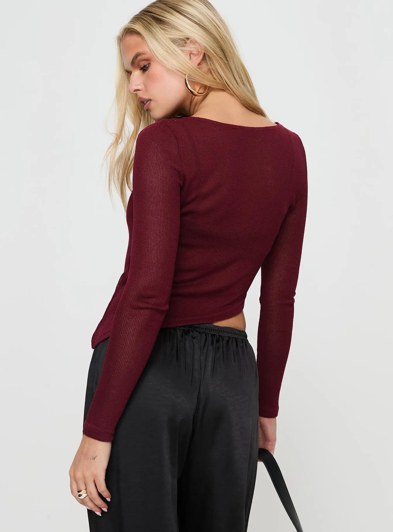 Pratt Long Sleeve Top Burgundy sold by Princess Polly product image thumbnail 5