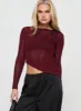 Pratt Long Sleeve Top Burgundy sold by Princess Polly