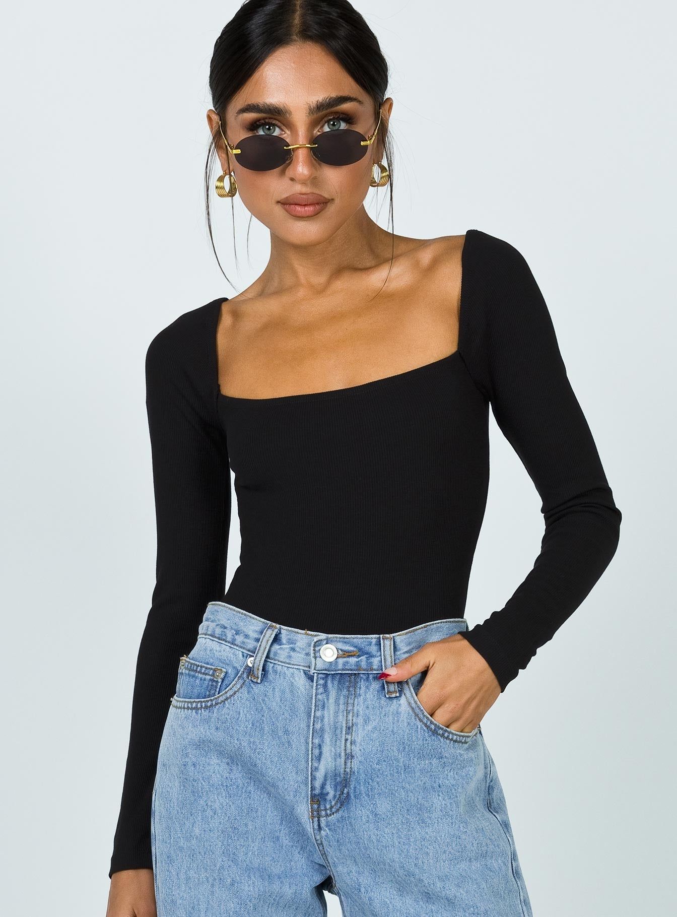 Charlotte Bodysuit Black Tall sold by Princess Polly product image thumbnail 2