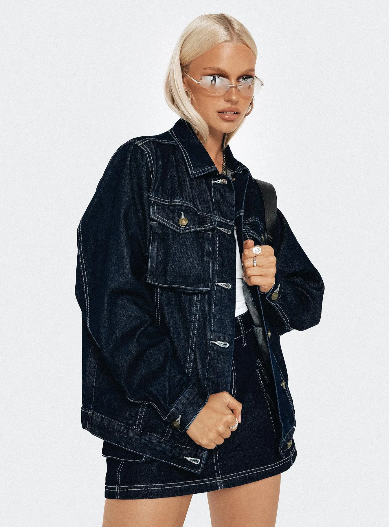 Junie Denim Jacket Indigo sold by Princess Polly