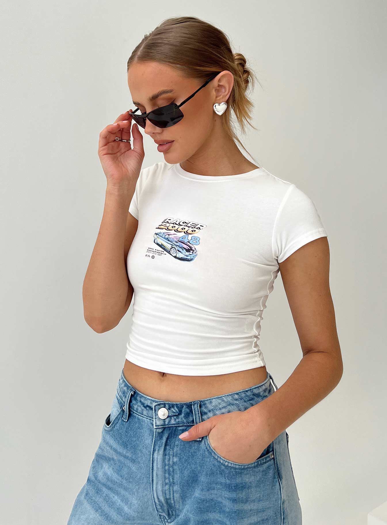 Getaway Baby Tee White sold by Princess Polly product image thumbnail 2