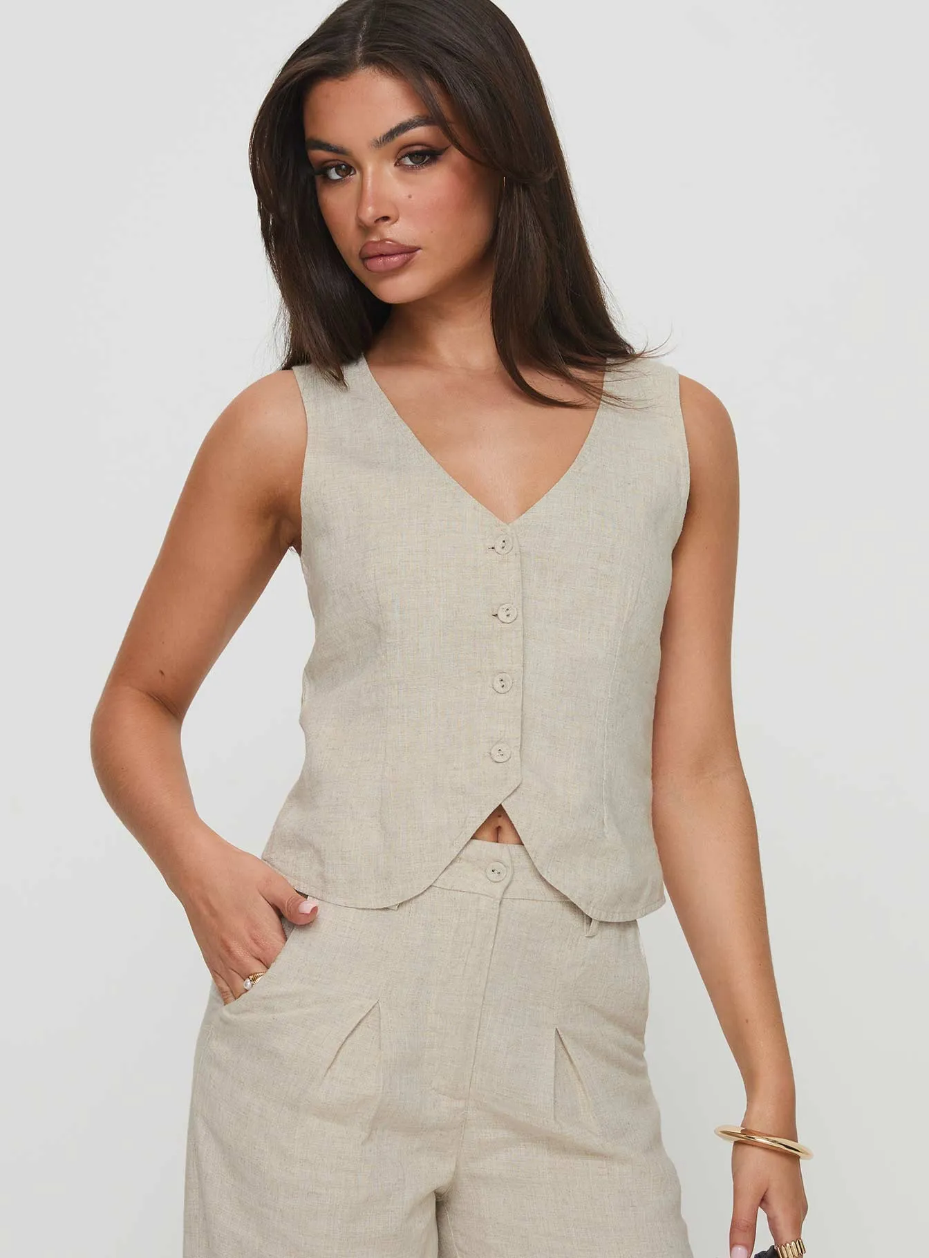 Sofi Vest Top Beige sold by Princess Polly product image thumbnail 2