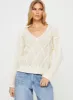 Zosia Diamond Cable Knit Sweater Cream sold by Princess Polly