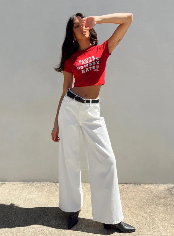 Patridge Wide Leg Jeans White sold by Princess Polly