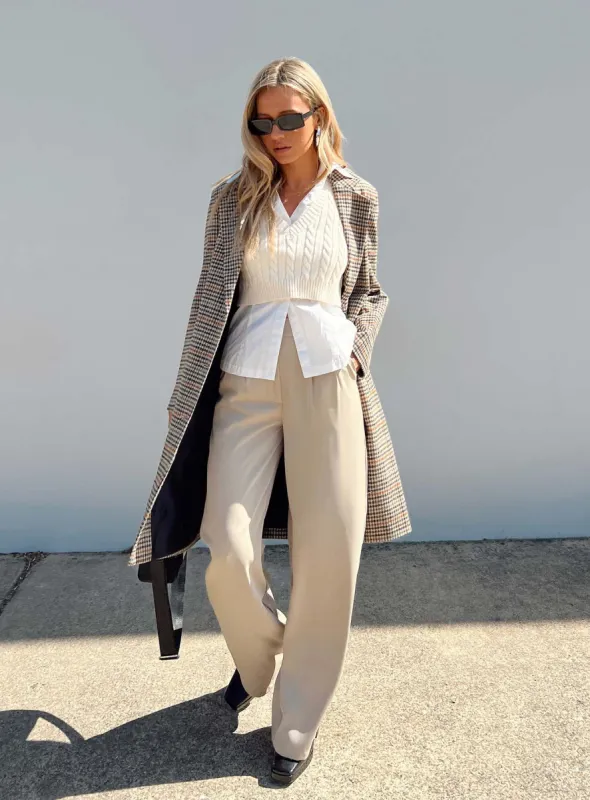 Ropele Plaid Coat Brown/Check sold by Princess Polly