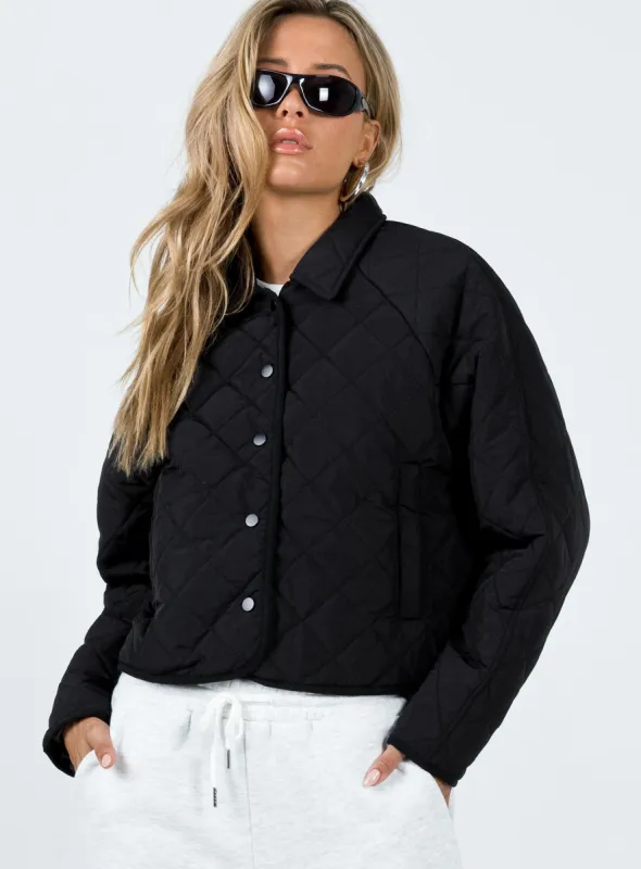 Tripp Quilted Jacket Black sold by Princess Polly