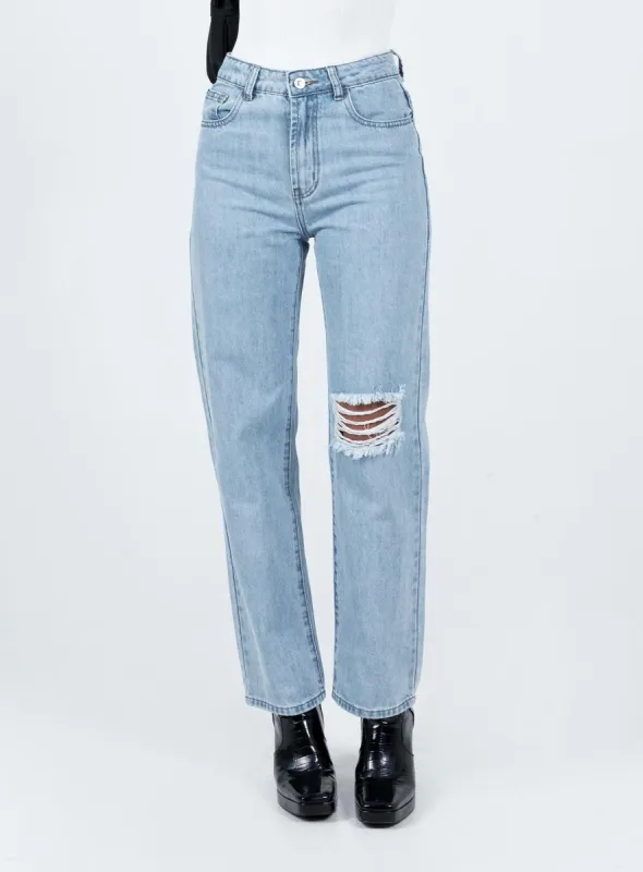 Delmore Straight Leg Jeans Mid Wash Denim sold by Princess Polly