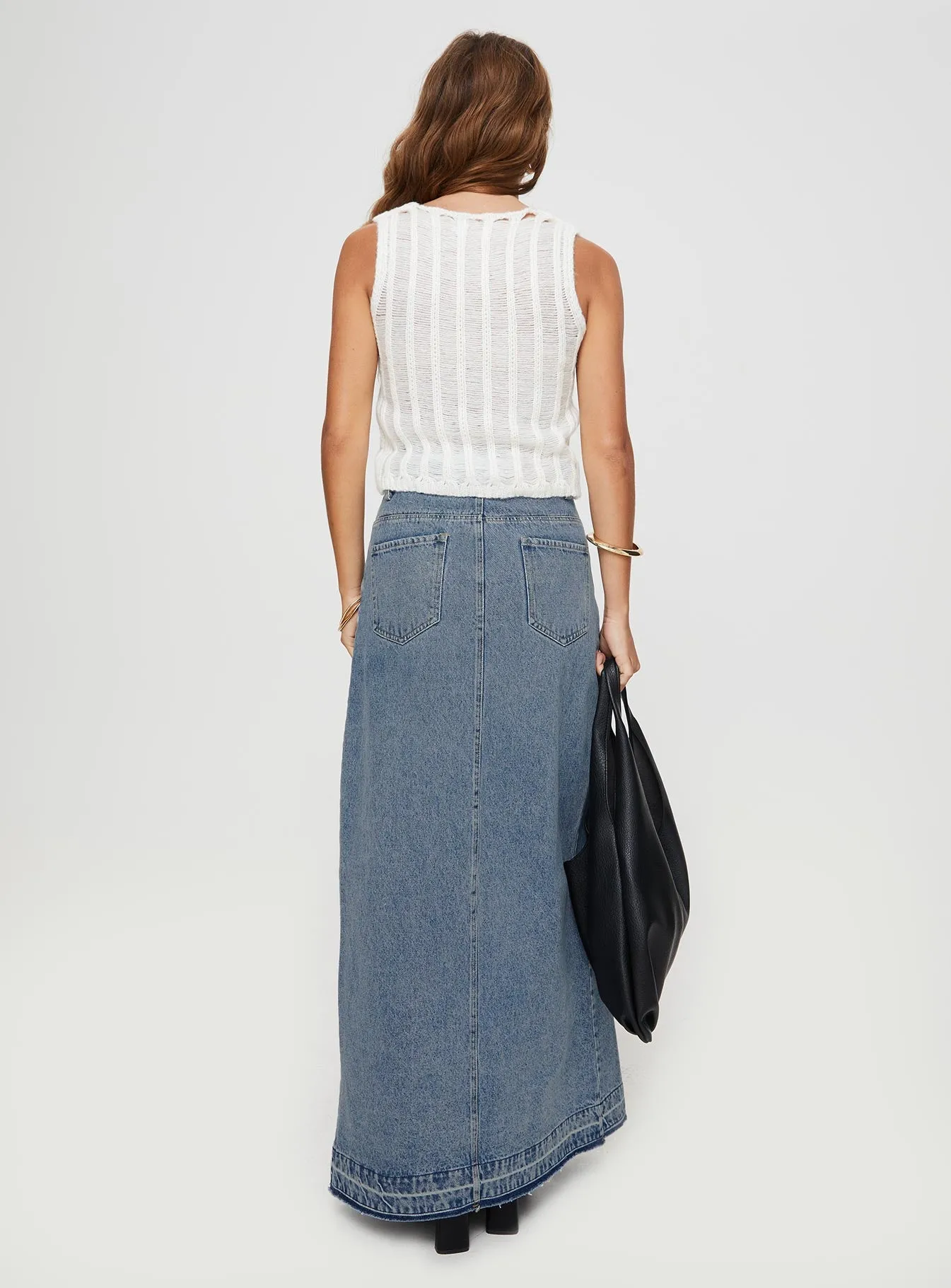 Deneuve Denim Maxi Skirt Mid Wash sold by Princess Polly product image thumbnail 5