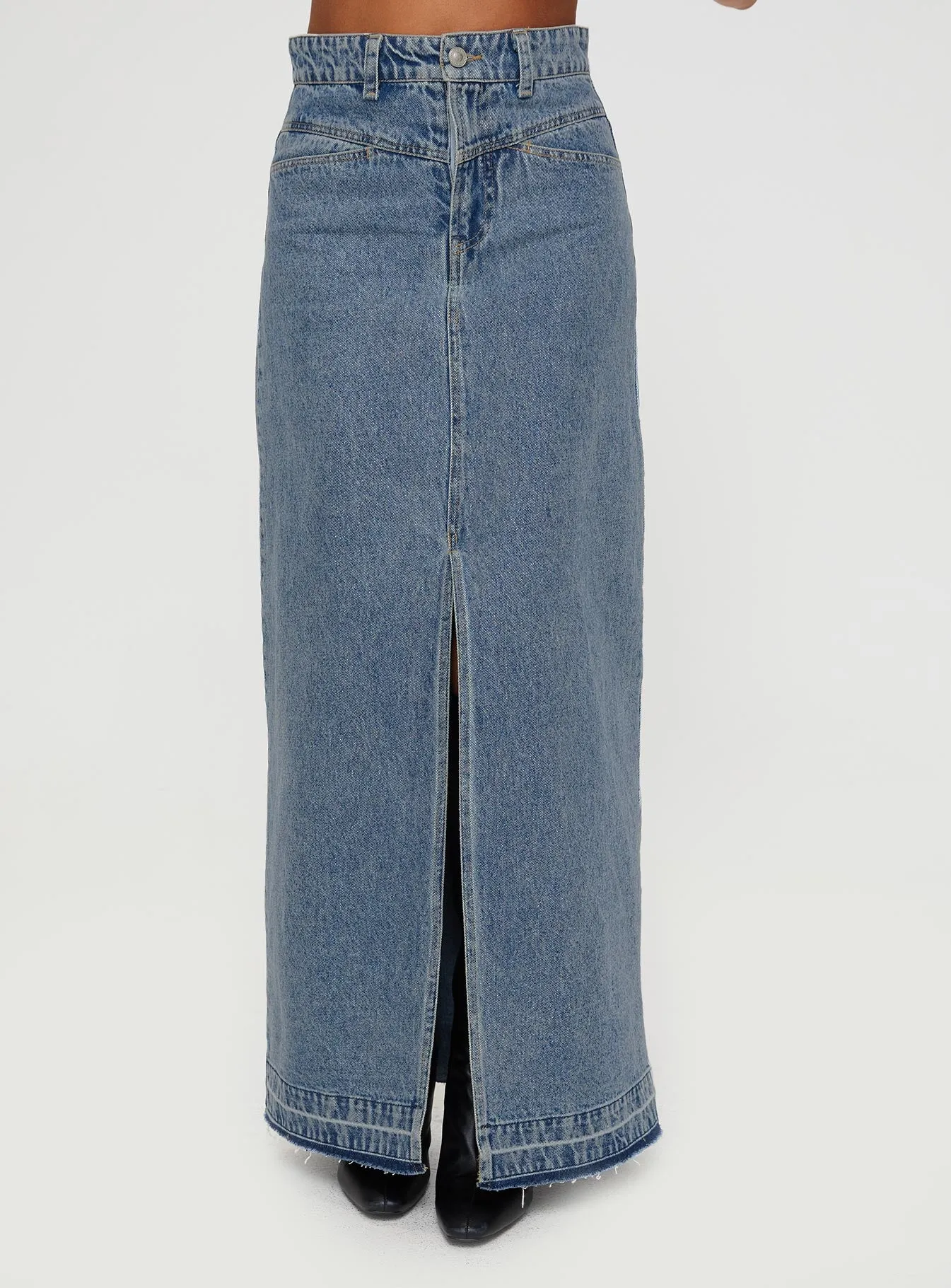 Deneuve Denim Maxi Skirt Mid Wash sold by Princess Polly product image thumbnail 2
