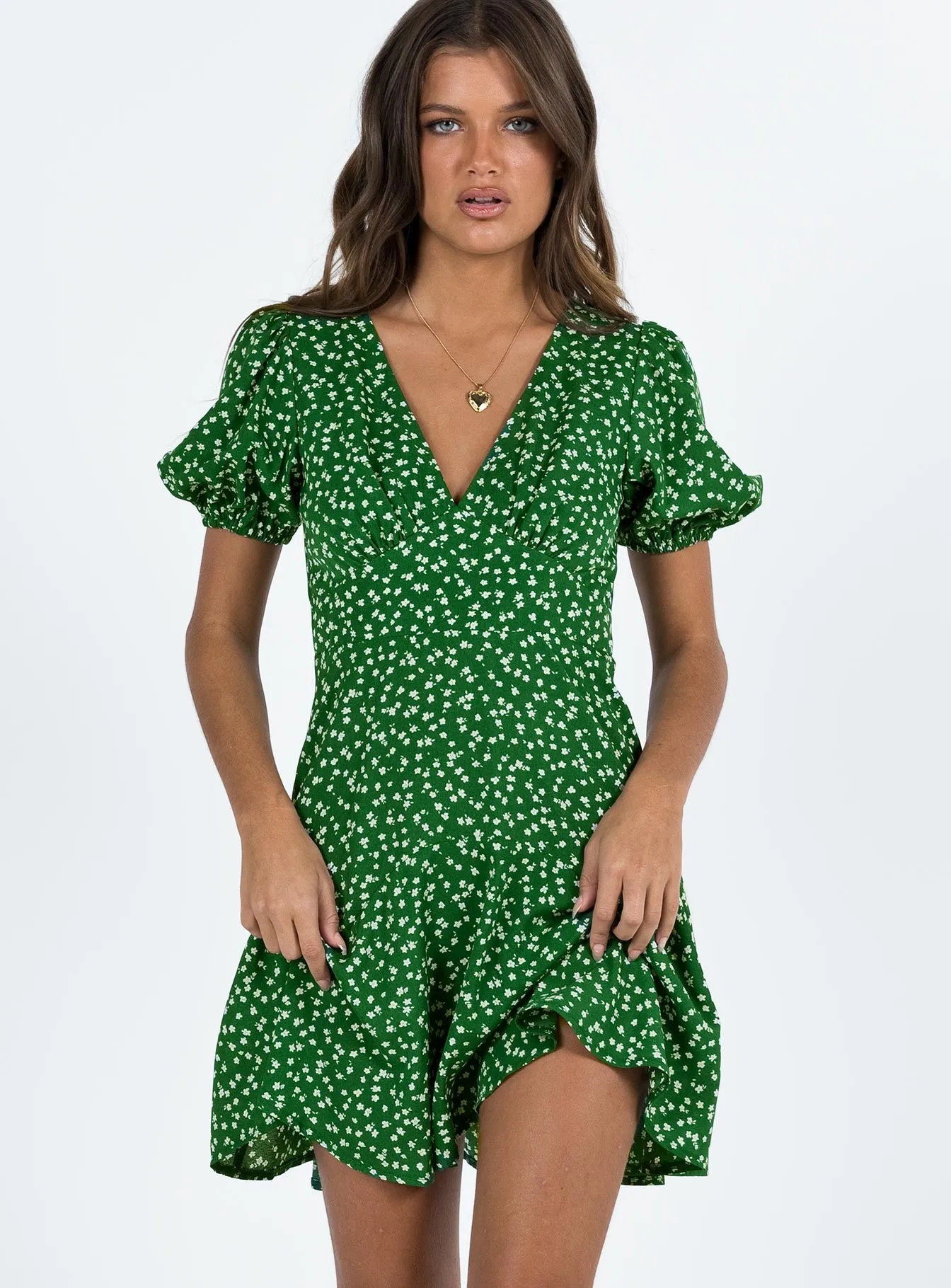 Chalmer Mini Dress Green Floral sold by Princess Polly product image thumbnail 2