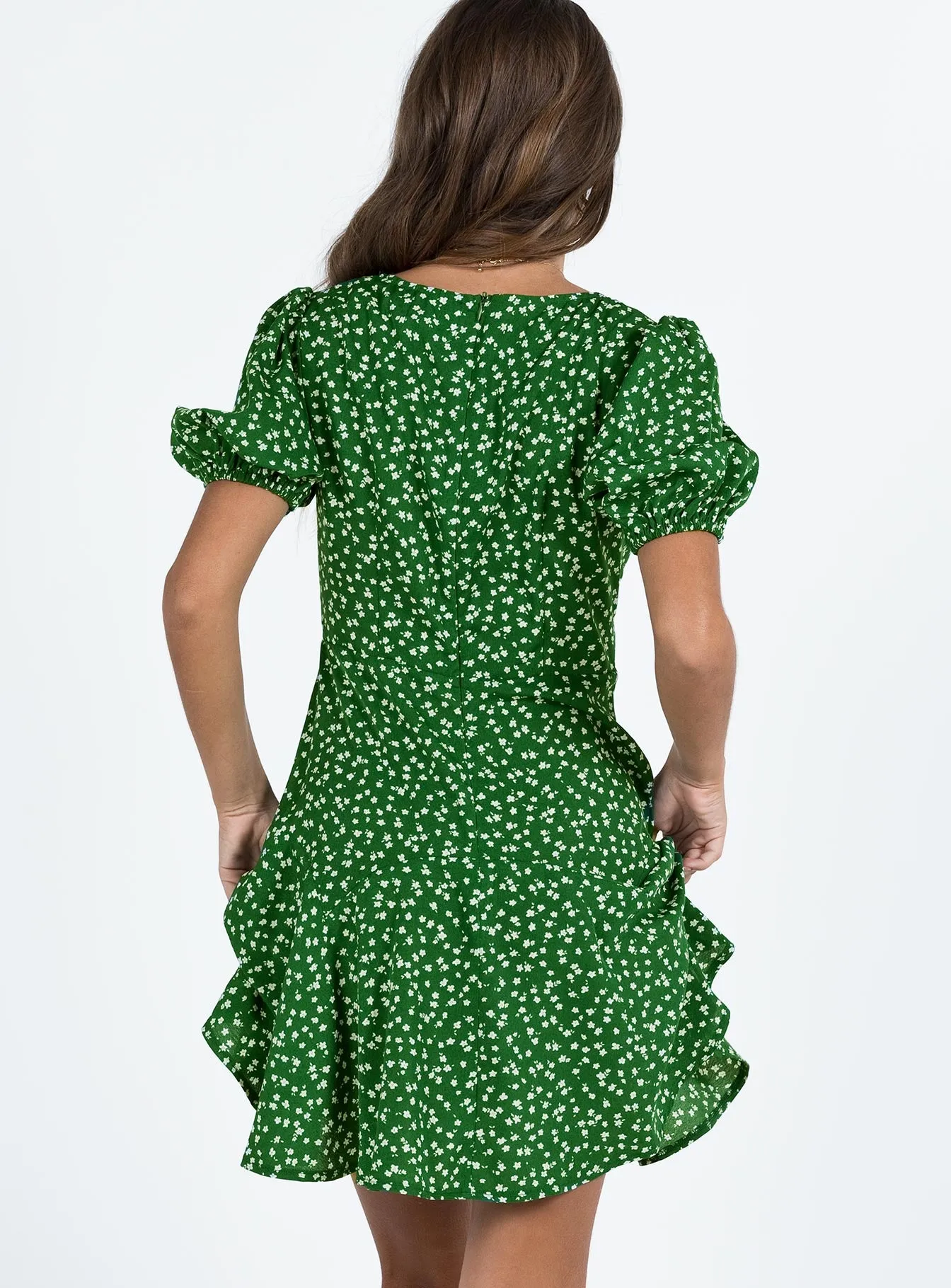 Chalmer Mini Dress Green Floral sold by Princess Polly product image thumbnail 5