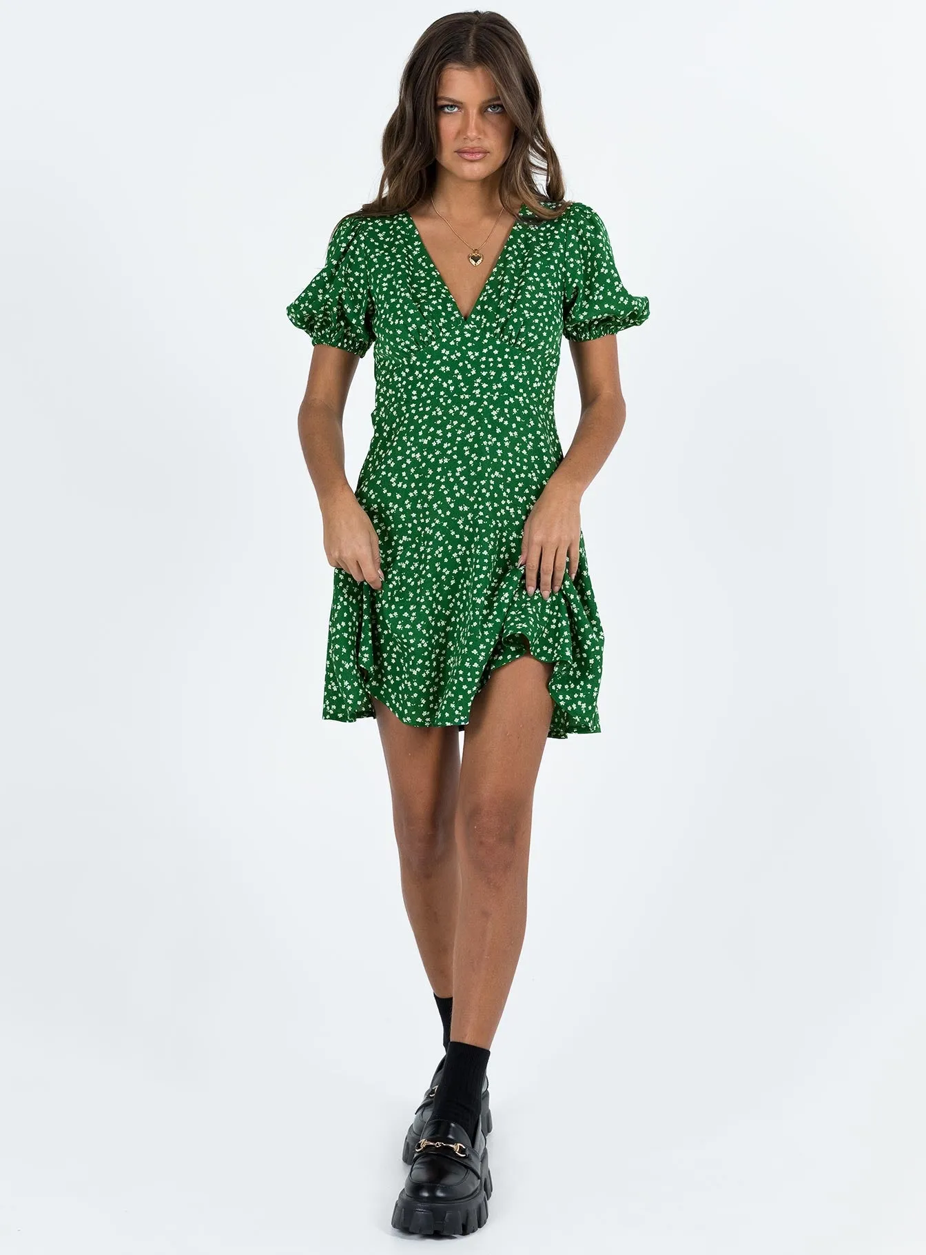 Chalmer Mini Dress Green Floral sold by Princess Polly product image thumbnail 3