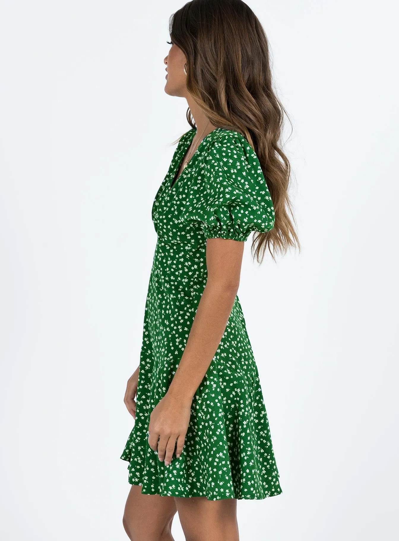 Chalmer Mini Dress Green Floral sold by Princess Polly product image thumbnail 4