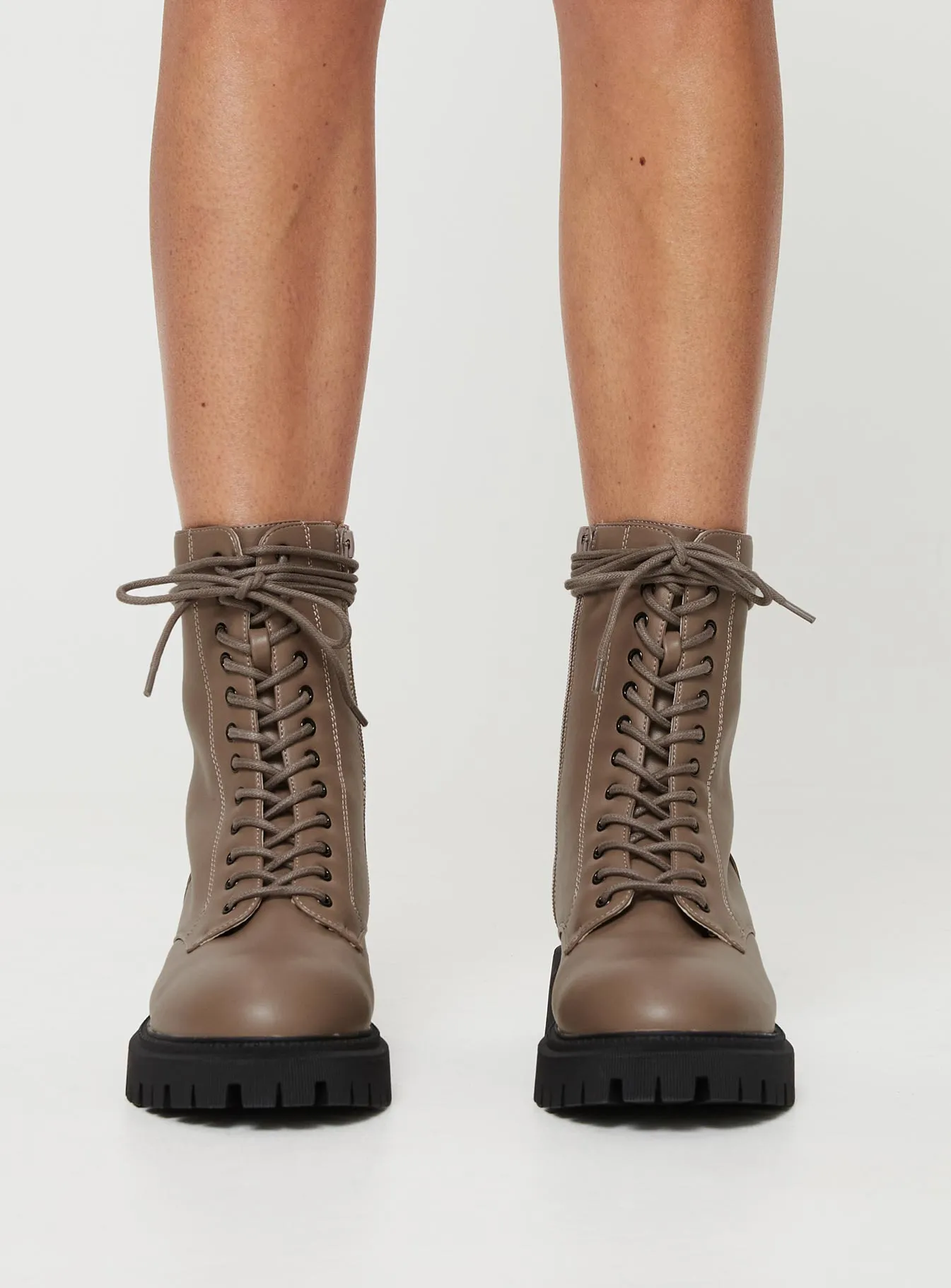 Tailor Lace Up Boots Taupe sold by Princess Polly product image thumbnail 2