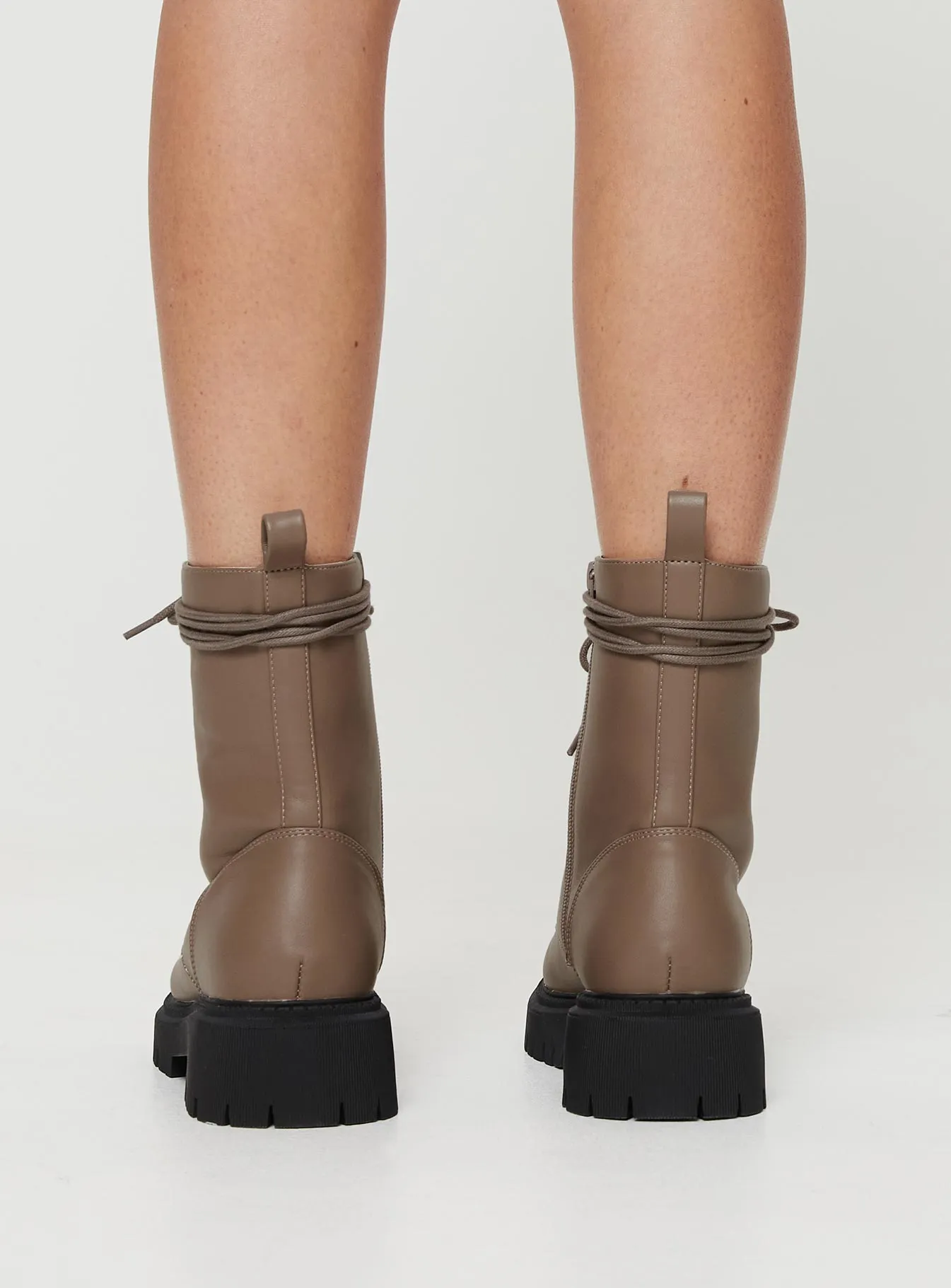 Tailor Lace Up Boots Taupe sold by Princess Polly product image thumbnail 4