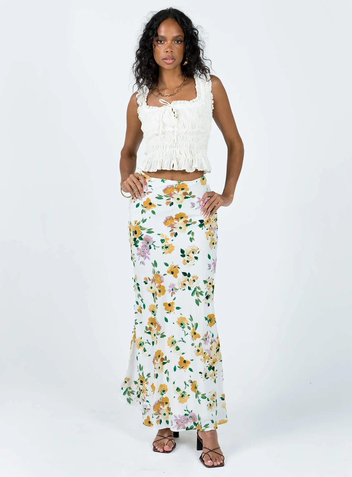 Thyme Maxi Skirt White Floral sold by Princess Polly product image thumbnail 3