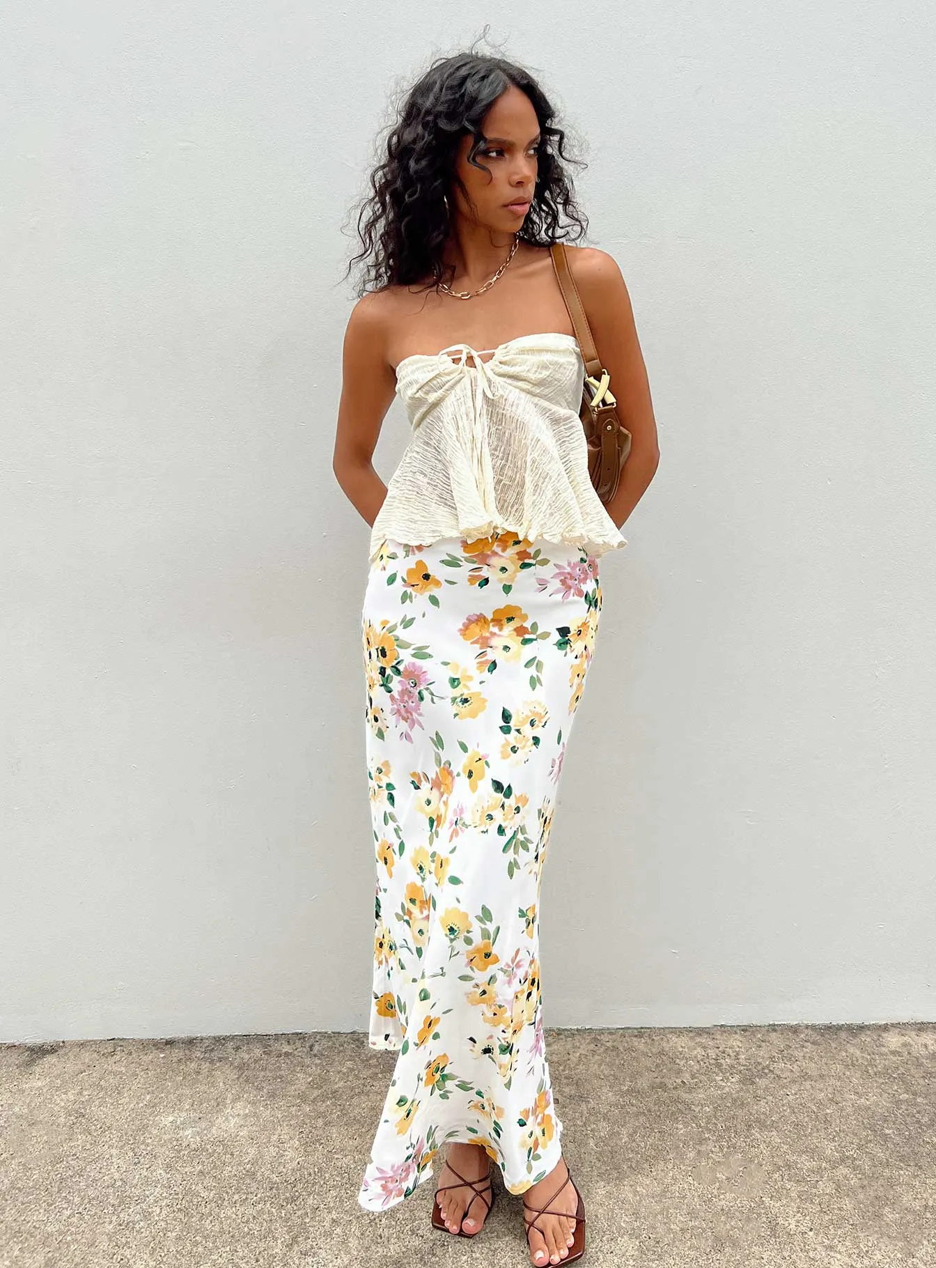 Thyme Maxi Skirt White Floral sold by Princess Polly