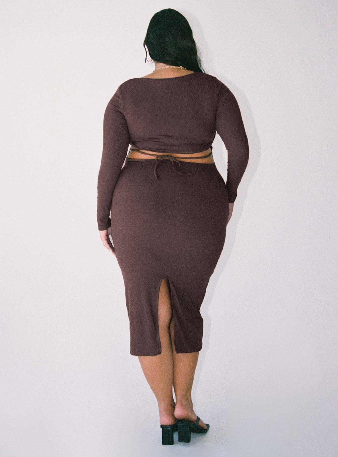 Nolan Midi Dress Brown Curve sold by Princess Polly product image thumbnail 4