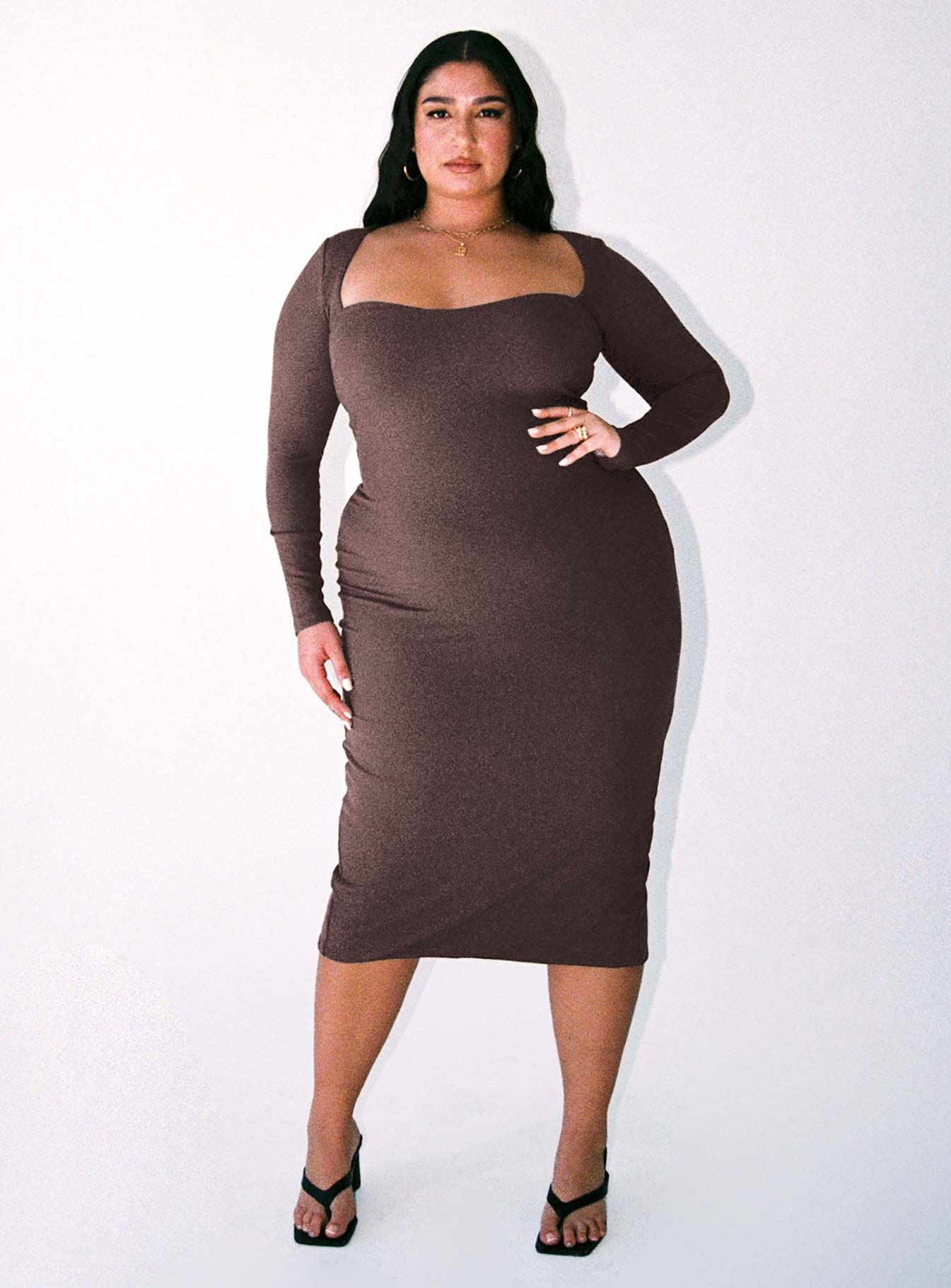 Nolan Midi Dress Brown Curve sold by Princess Polly product image thumbnail 2