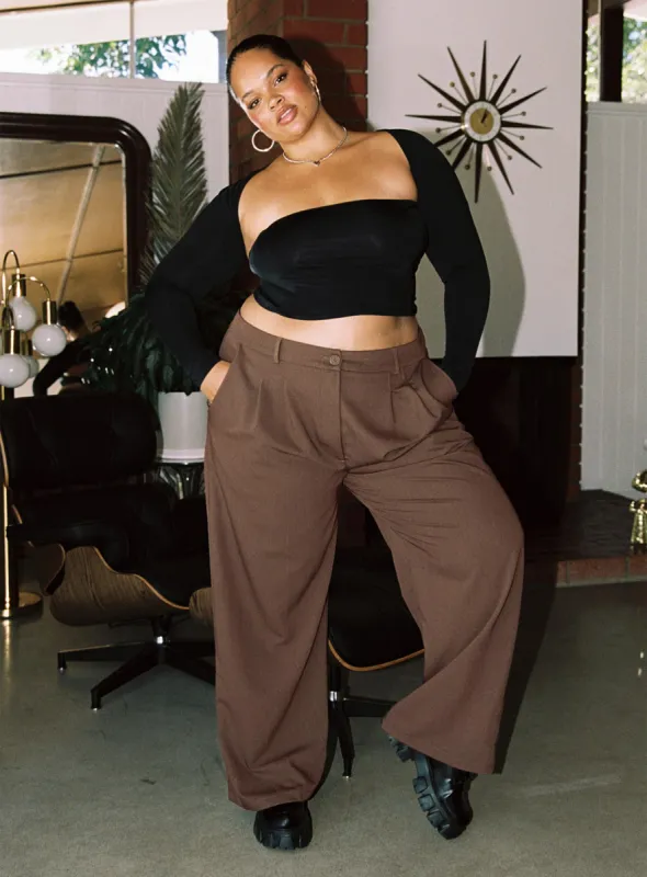 Archer Pants Dark Brown Curve sold by Princess Polly