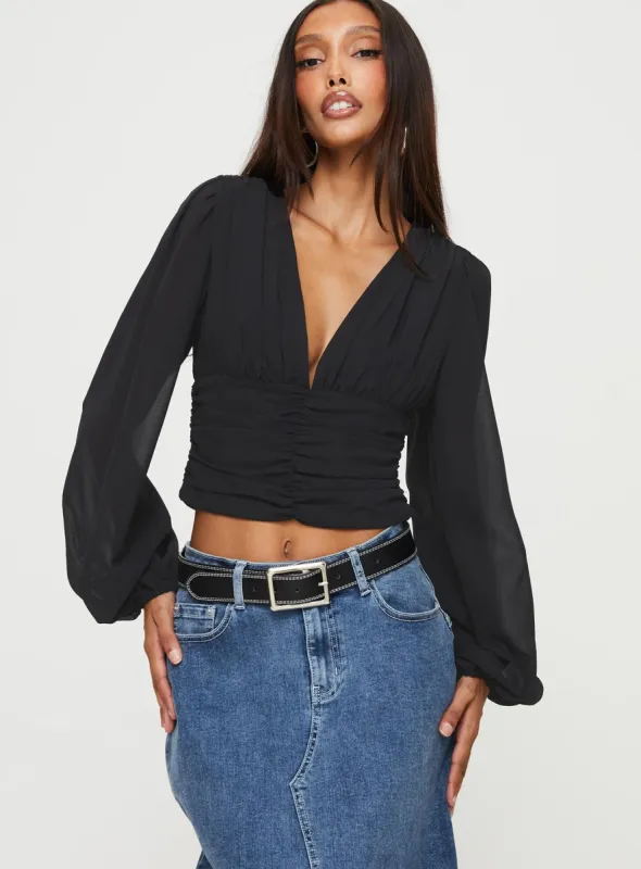 Whitu Long Sleeve Top Black sold by Princess Polly