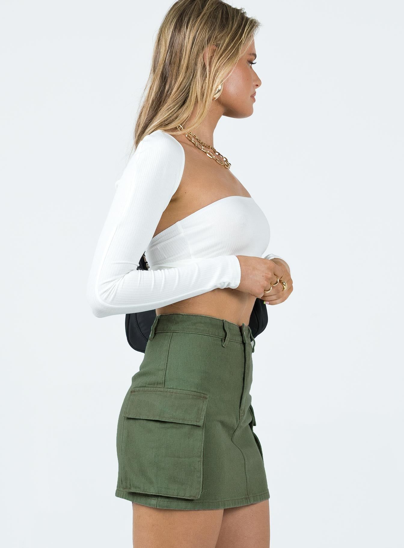 Myrtle Cargo Mini Skirt Khaki sold by Princess Polly product image thumbnail 4
