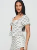 Passionfruit Linen Blend Top Cream/Black Polka Dot sold by Princess Polly