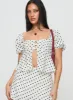 Passionfruit Linen Blend Top Cream/Black Polka Dot sold by Princess Polly