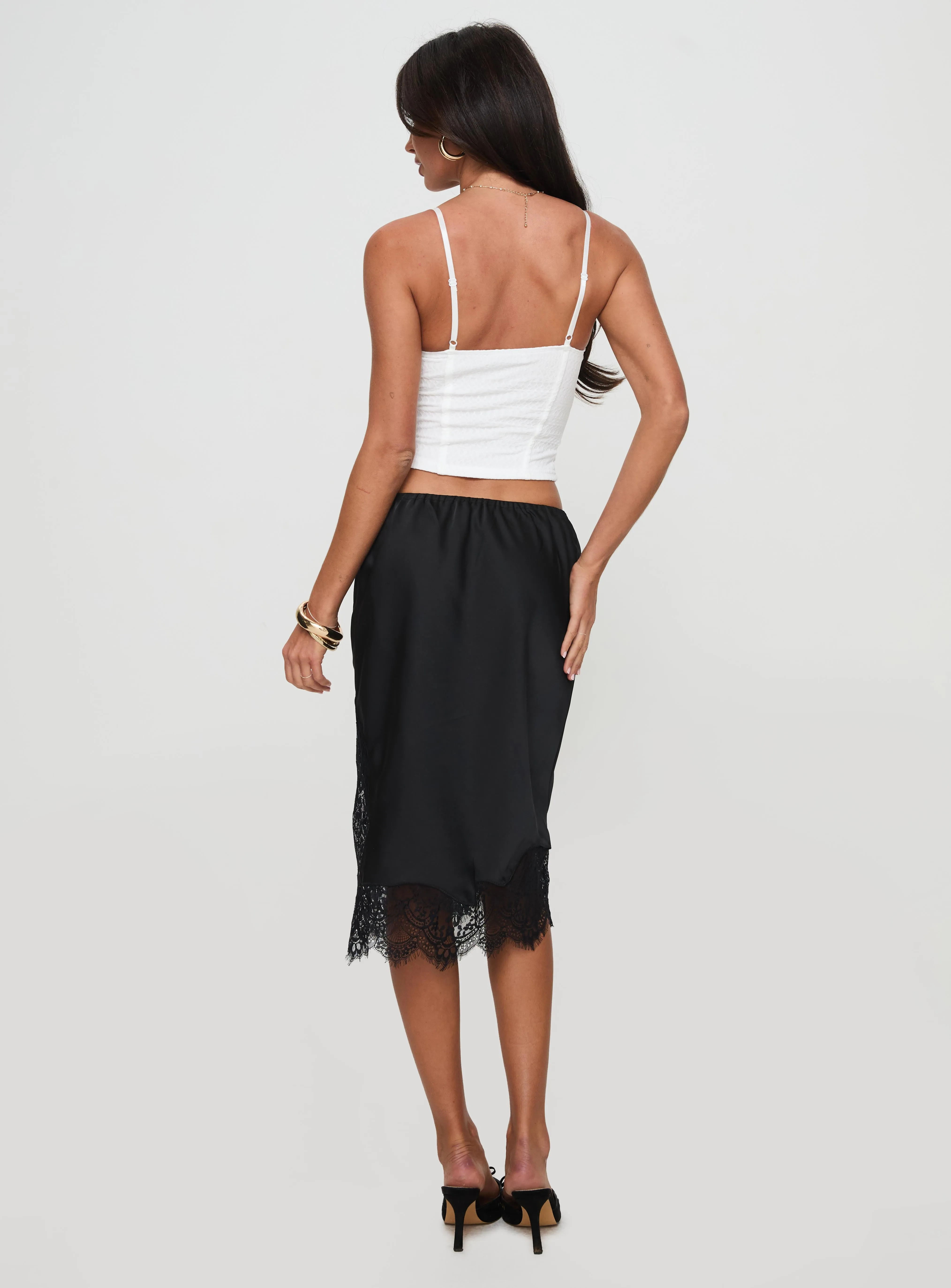 Gervais Satin Midi Skirt Black sold by Princess Polly product image thumbnail 5