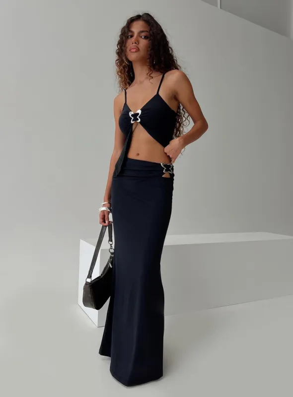 Nesting Maxi Skirt Black sold by Princess Polly