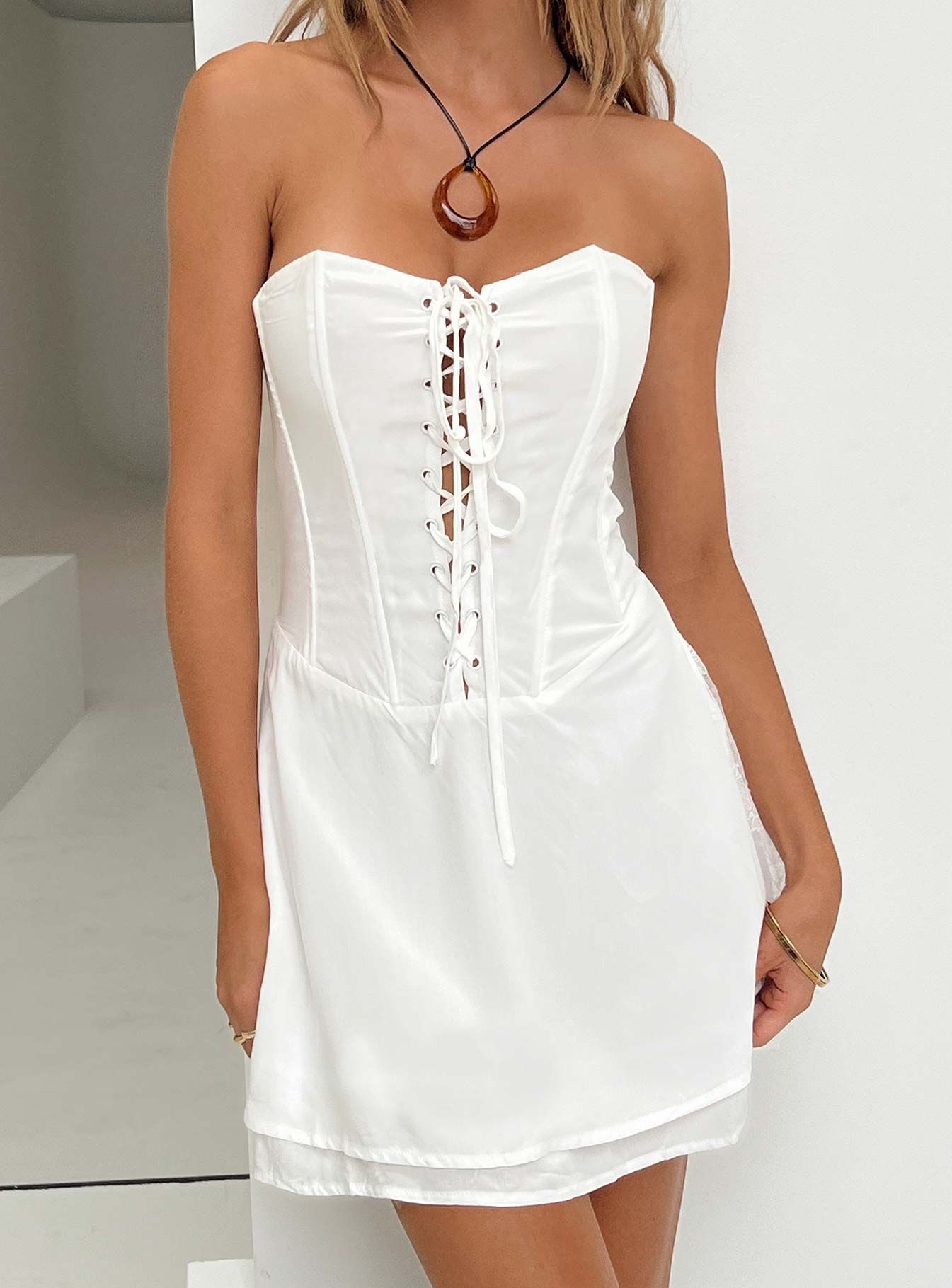 Peroli Corset Mini Dress White sold by Princess Polly product image thumbnail 4
