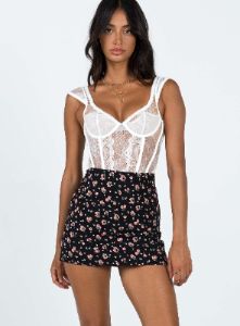 Selby Mini Skirt Black Floral sold by Princess Polly