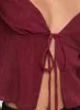 Chantria Long Sleeve Halter Top Burgundy sold by Princess Polly